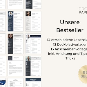 Paquete de best sellers de 13 piezas, plantillas de CV, Word, CV moderno, carta de presentación, hoja de presentación, carta de motivación; 2024; minimalista