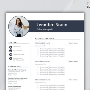 Application template: HR-optimized CV template, German, Word, including cover letter and cover sheet template!