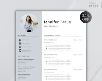 Plantilla de solicitud: plantilla de CV optimizada para recursos humanos, alemán, Word, incluida carta de presentación y plantilla de portada.