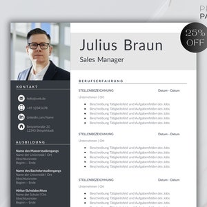 Application template: HR-optimized CV template, German, Word, including cover letter and cover sheet template!