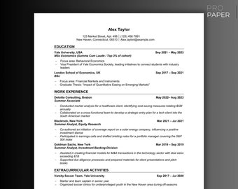 Plantilla de CV profesional para consultoría – Diseño de CV moderno y editable – Ideal para Big Four, McKinsey, Bain, BCG - Descarga instantánea