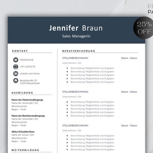 Application template: HR-optimized CV template without picture, German, Word, including cover letter and cover sheet template!