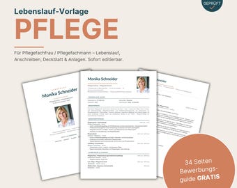 Nursing CV Template Word | Application Set for Registered Nurses | ATS CV in German | Cover Letter | Download