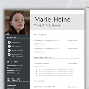 CV template for students & graduates - perfect for internships and university applications! | Application | Word | German | Professional