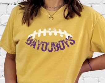 Bayou Boys Football Comfort Colors Tshirt, Gift for Football Fan, Women's Tailgating Crewneck
