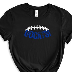Go Cats Bella Canvas Football Shirt, Vintage 90s Style Tshirt, Go Cats Graphic Tee for Women