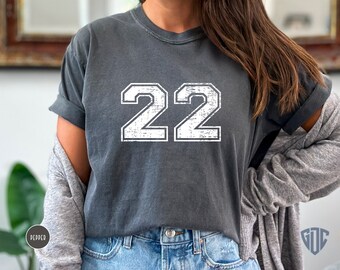 Custom Number Comfort Colors Shirt: Distressed Vintage Team Tee