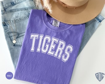 Vintage Tigers Mascot Comfort Colors Tee: School Spirit Shirt