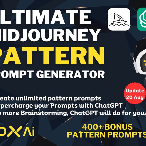 Midjourney Prompts Generator with ChatGPT | Pattern Design: Unlimited Design Ideas and Pattern Creation, Earn Passive Income, BONUS Prompt