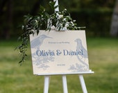 Whimsical Love Birds Wedding Welcome Sign Template, Welcome Sign, Wedding Day Sign, Romantic Birds Theme, Romantic, Printable, Editable