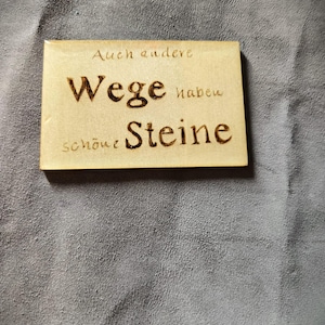 Kühlschrankmagnet mit Spruch &quot; Steine&quot; - Brandmalerei - Unikat