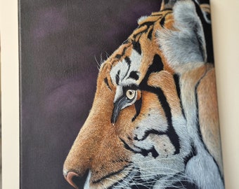 Original acrylic wildlife portrait of a Tiger