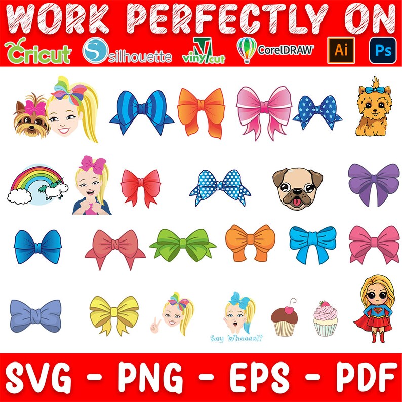 Jojo Siwa Bundle SVG, Jojo Siwa Vector, Jojo Siwa Silhouette, Jojo Siwa
