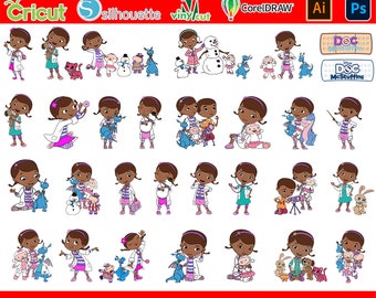 Doc Mcstuffins Bundle SVG, doc mcstuffins vector, doc mcstuffins silhouette, doc mcstuffins birthday, cricut machine, doc mcstuffins cutfile