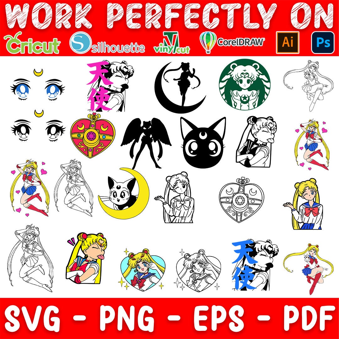Sailor Moon Bundle SVG Sailor Moon Vector Sailor Moon - Etsy