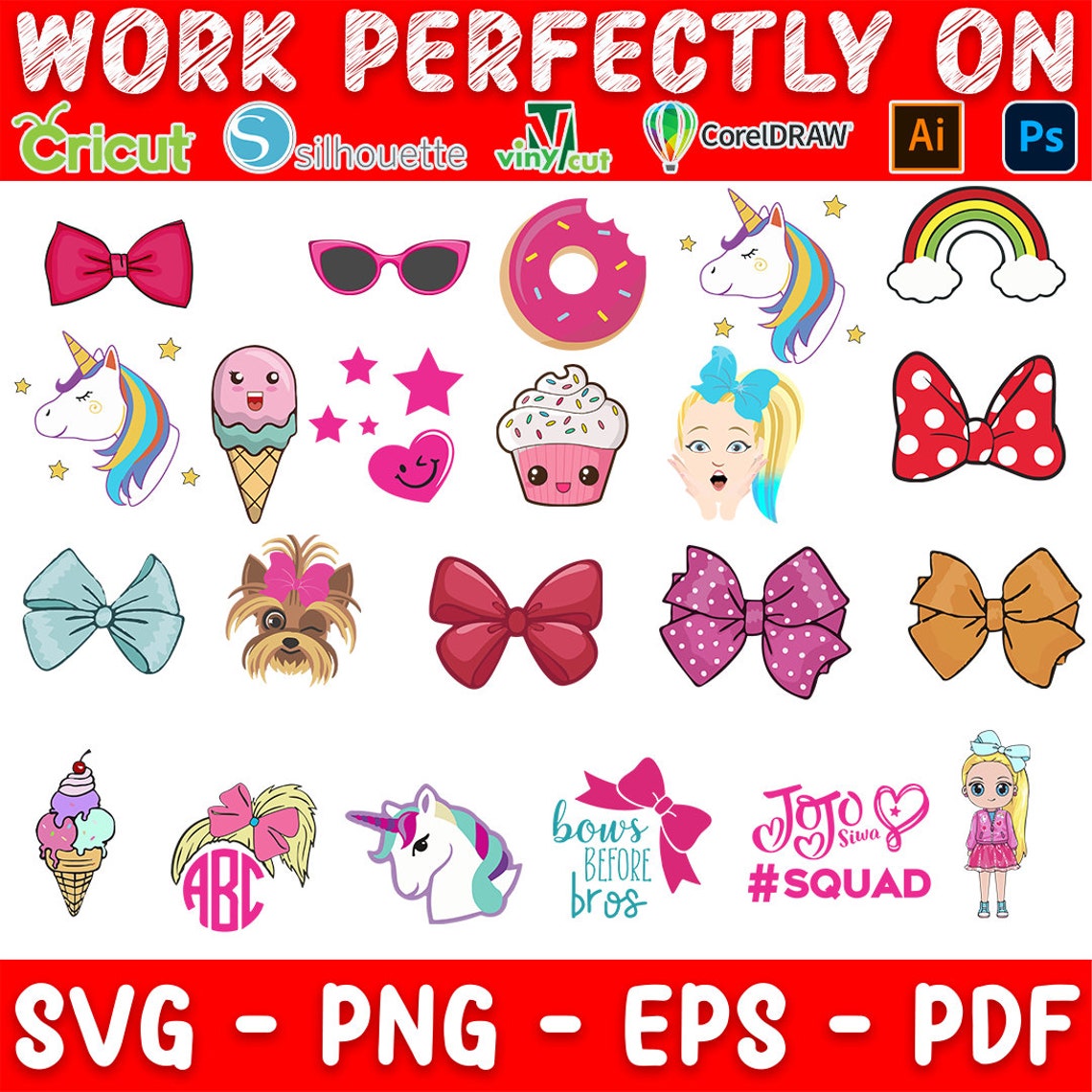 Jojo Siwa Bundle SVG, Jojo Siwa Vector, Jojo Siwa Silhouette, Jojo Siwa