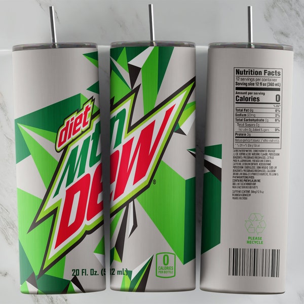 Mountain Dew tumbler design, 20 oz skinny tumbler design, sublimation image, tumbler wrap, mountain dew cup, mountain dew sublimation, 20oz