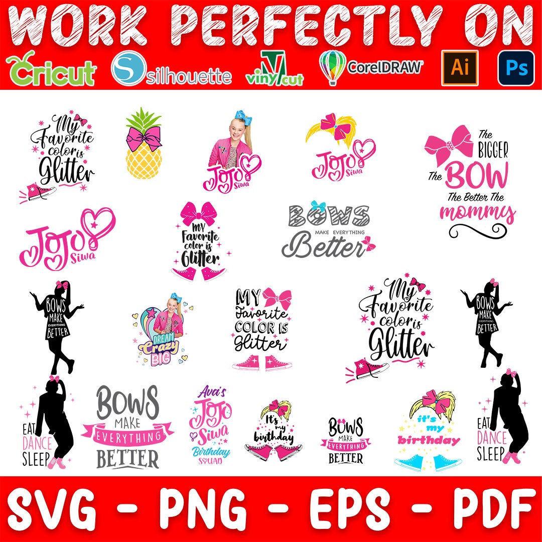 Jojo Siwa Bundle SVG, Jojo Siwa Vector, Jojo Siwa Silhouette, Jojo Siwa