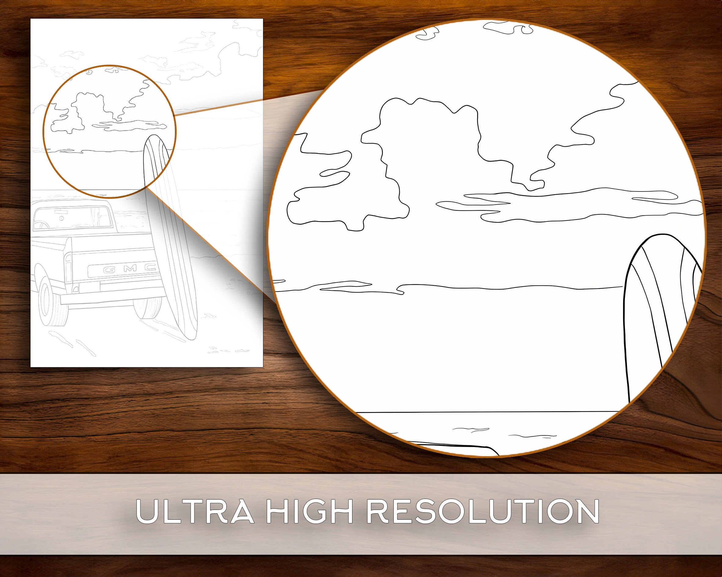 Summer Vibes Coloring Page, Hand Drawn, Summer Holiday Coloring Page