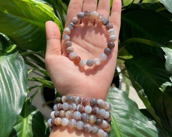 Pulsera de ágata natural de Botsuana, con cuentas de cristal curativo de alta calidad, 8 mm, ideal como regalo para hombres y mujeres.