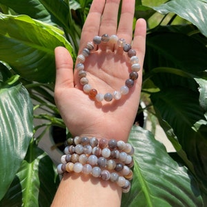 Natural Botswana Agate Gemstone Bracelet, High Quality Healing Crystal Beaded Bracelet, 8mm, Gifts for Women and Men