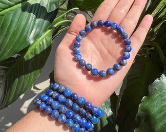 Natural Lapis Lazuli Gemstone Bracelet, High Quality Healing Crystal Beaded Bracelet, 8mm, Gifts for Women and Men