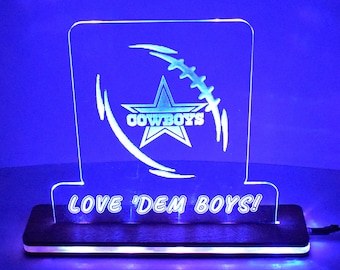Dallas Cowboy Fan LED edge light & LIGHTED BASE