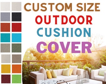 Funda de cojín impermeable para patio al aire libre, fundas de cojín para patio de jardín, funda de cojín de banco de tamaño personalizado, solo funda (21 colores)