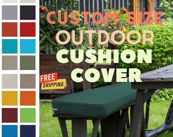 Funda de cojín impermeable, cojín de patio al aire libre, fundas de cojín de patio de jardín, funda de cojín de banco de tamaño personalizado, solo funda (21 colores)