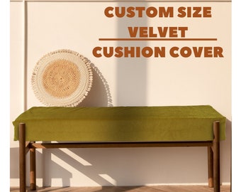 Custom Sıze Velvet Cushion Cover, Indoor Bench Cushion, Washable Cushion Cover, Window Seat Cushion Cover