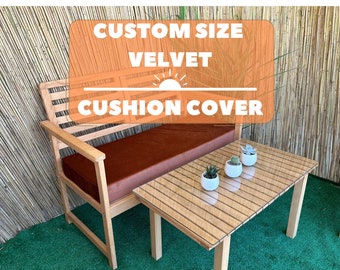 Indoor Bench Cushion Cover, Custom Sıze Velvet Cushion Cover, Window Seat Cushion Cover, Velvet Bench Cushion