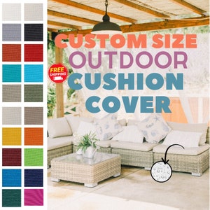 Custom Size Waterproof Cushion Cover, Outdoor Patio Bench Cushion Cover, 21 Colors