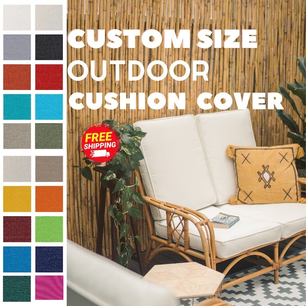 Custom Size Outdoor Patio Bench Cushion Cover, Waterproof Cushion Cover, 21 Colors