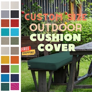 Waterproof Cushion Cover, Outdoor Patio Cushion, Garden Patio Cushion Covers, Custom Size Bench Cushion Cover, Cover Only 21 Color image 1