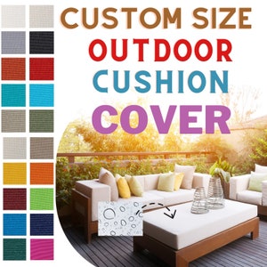 Waterproof Cushion Cover Outdoor Patio Cushion, Garden Patio Cushion Covers, Custom Size Bench Cushion Cover, Cover Only ( 21 Color )