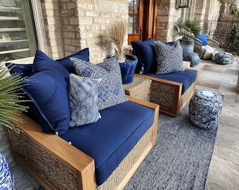 Patio Outdoor Cushion Cover, Fade Resistant Bench/Patio Cushion Replacement Cover, Custom Bench Cushion Cover