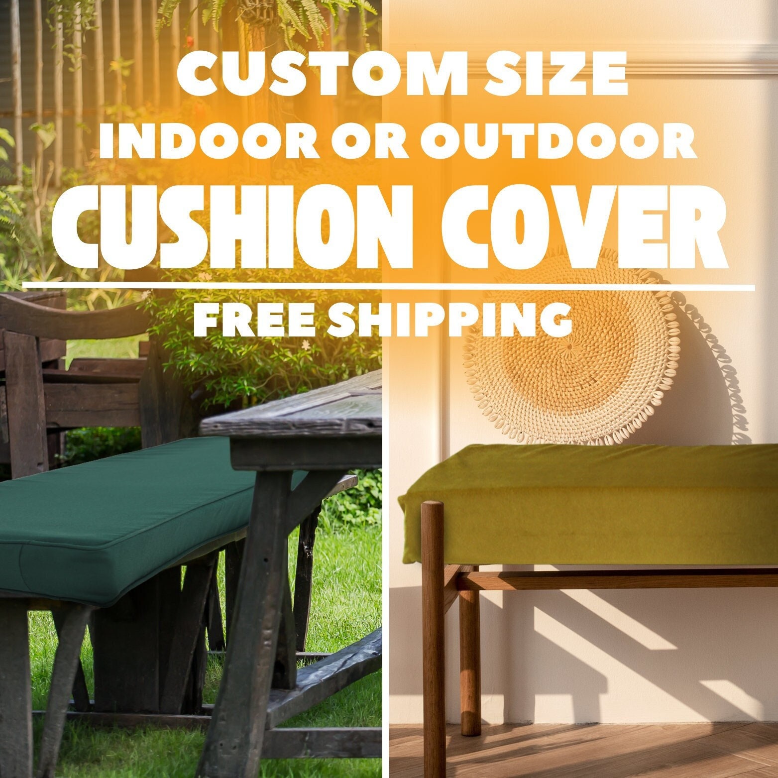 Custom Size Cushion Covers Patio Cushion Covers Indoor or Outdoor Bench Cushion Waterproof Seat Cushions Outdoor Cushion Cover Etsy