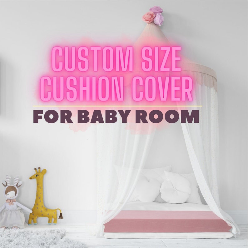 Baby Room Decoration, Cotton Cushion Cover, Custom Size Cushion Covers, Indoor Bench Cushion, Replacement Cover image 1