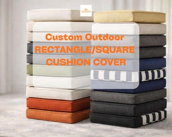 CUSTOM SIZE (22 Colors) Cushion Cover, Fade Resistant Bench/Patio Cushion Replacement Cover, Bohemian Cushion Cover
