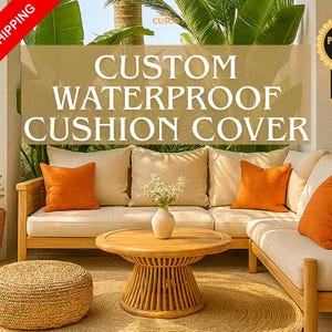 Waterproof Outdoor Cushion Cover, Custom Size Patio Cushion Cover (UV Resistant), Garden Patio Cushion, Any Size Outdoor Bench Seat Cushion