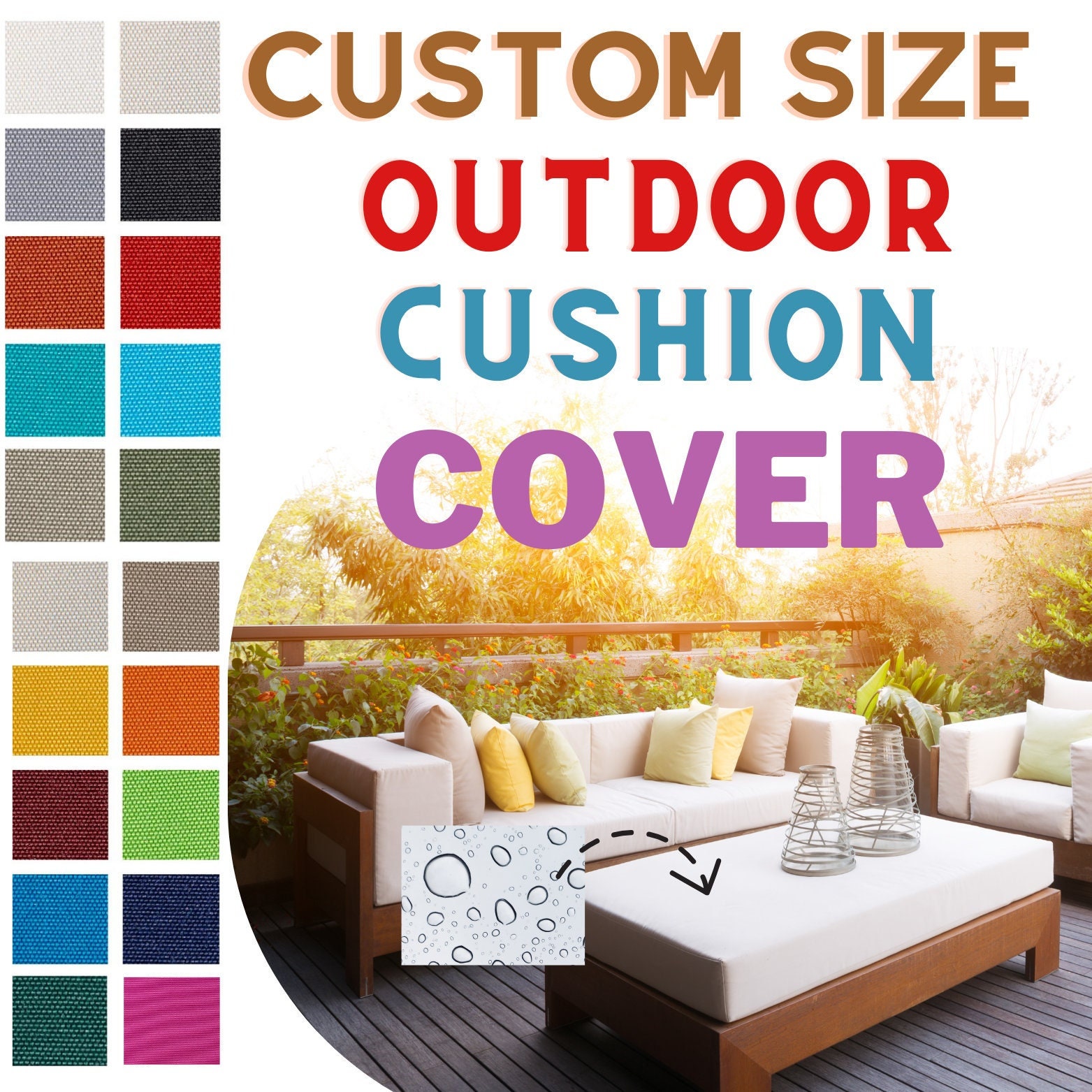 ADD CUSTOM LARGE CHAIR CUSHIONS - 200 COLORS - woodjoyteak.com