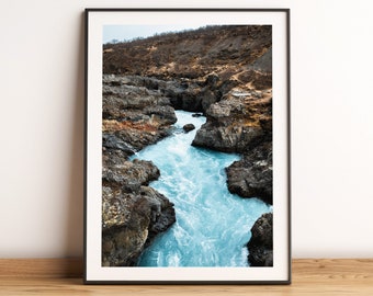 Icelandic wall decor, Barnarfoss waterfall, Iceland poster, Nordic landscape photography, Icelandic waterfalls, Iceland printable wall art