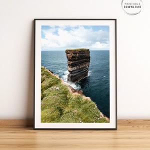 Ireland wall art, Downpatrick head, Dun Briste sea stack, Irish coastline printable photo, County Mayo, Ireland wall decor, travel poster