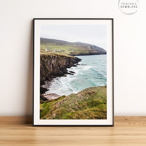 Playa de Coumeenoole, Península de Dingle, foto imprimible de la costa irlandesa, decoración de la pared de Irlanda, cartel de viaje imprimible, condado de Kerry, Slea Head