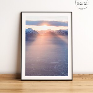 Sunset at Gaisberg Mountain, Austria printable wall art, Austrian landscape photo, Salzburg, Austrian Alps, Travel poster, Winter in Austria