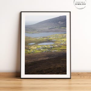 Wild Atlantic Way, Ireland wall art, Irish countryside printable photography, Minaun Heights poster, Home decor, Achill Island, Bay View
