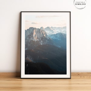 Blue hour at Mangart Saddle, Slovenia printable wall art, Slovenian landscape photo, Julian Alps, Travel poster, Slovenia mountains print