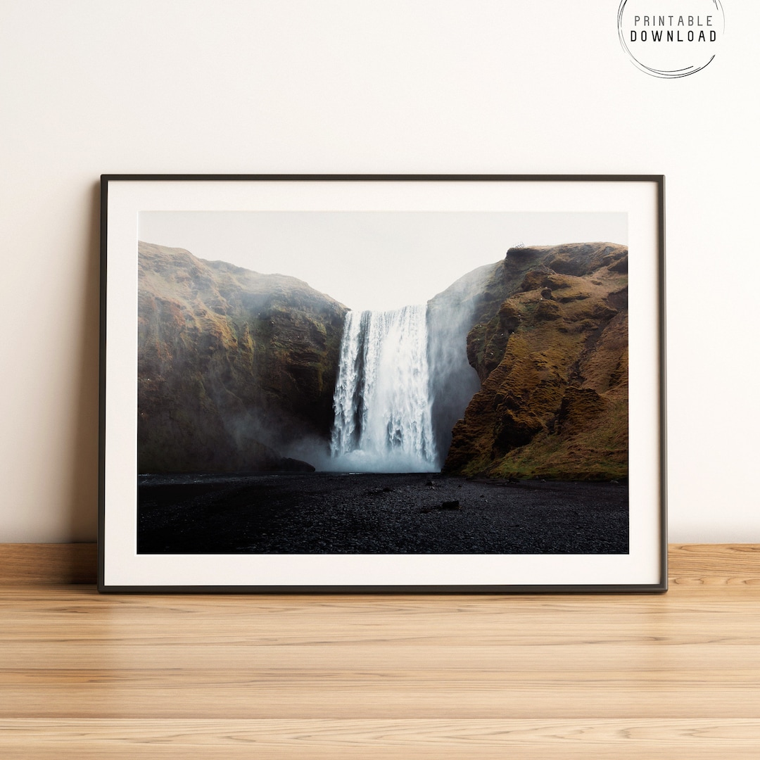 Skogafoss Waterfall Printable, Iceland Wall Art, Icelandic Landscape ...