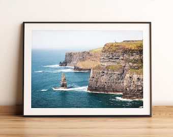 Cliffs of Moher horizontal printable photo, Landscape poster, Ireland art, Irish coastline, Irish cliffs, Ireland wall decor, Travel gift
