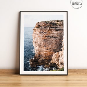 Dingli cliffs poster, Malta printable wall art, Maltese landscape printable photo, Migra Ferha, Malta wall decor, Traveler photo gift